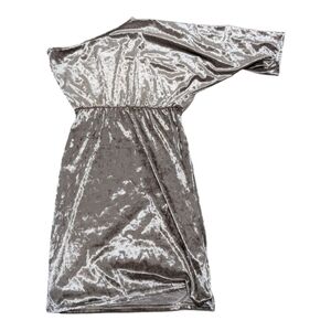 Gilli Silver Metallic Velvet One-Shoulder Dress Cocktail Prom Small New